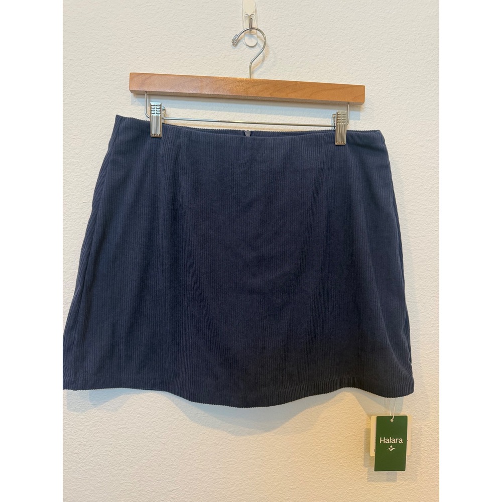 Halara AuraCord Cloud Navy Blue Corduroy Skort Mini Skirt Shorts Size L NWT